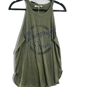 Wanderlux Green Tank Tops for Women Graphic Sleeveless Tees Large